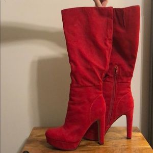 Madden Girl Red Knee High Boots Size 7.5